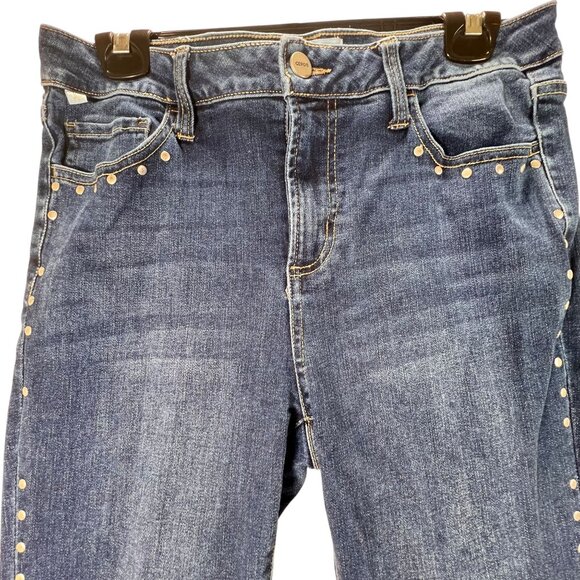 Ceros Denim Flared Studded Jeans Silver Side Rivets Womens 9/29 Retro Sylish - Picture 2 of 15